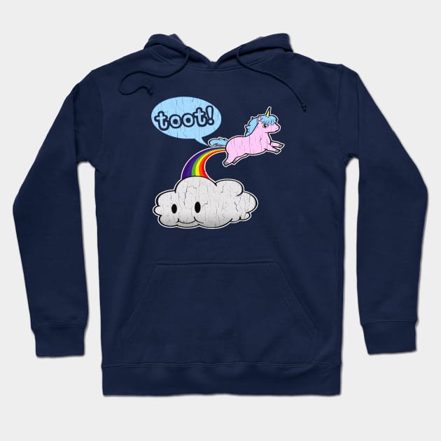 Funny Unicorn Toot! (vintage distressed look) Hoodie by robotface